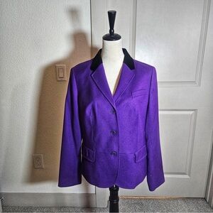 Talbots Vibrant Purple Blazer with Black Accents